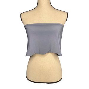 Womens Shirt One Size Gray Strapless Tube Top Cropped Casual Party